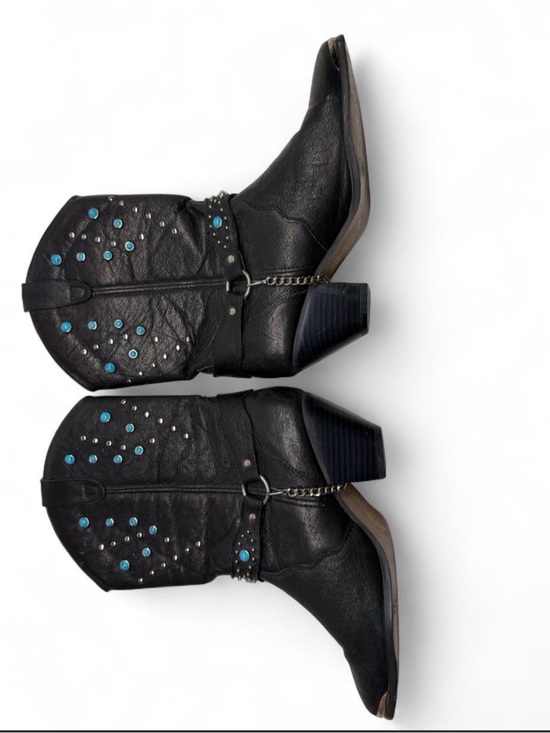 dingo Shoes - dingo Black Ankle Boots with Turquoise Studs